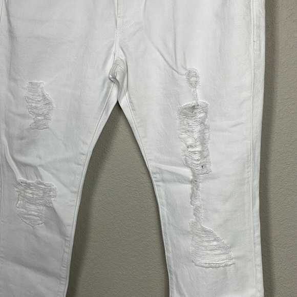 Frame Le Garcon Distressed Rolled Cuff Straight Jeans in White Mid Rise Sz 29 - Picture 4 of 15